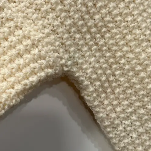 Vintage Hand Knot 100% Wool Cream Fisherman Sweater Thick Cable Knit Pullover M Size M