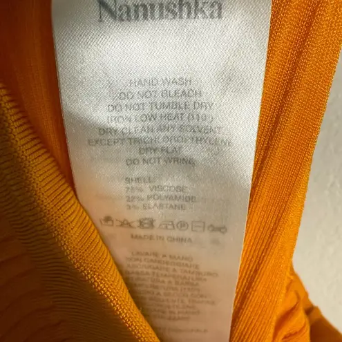 Nanushka Orange Ribbed Knit Wide Leg High Rise Pull