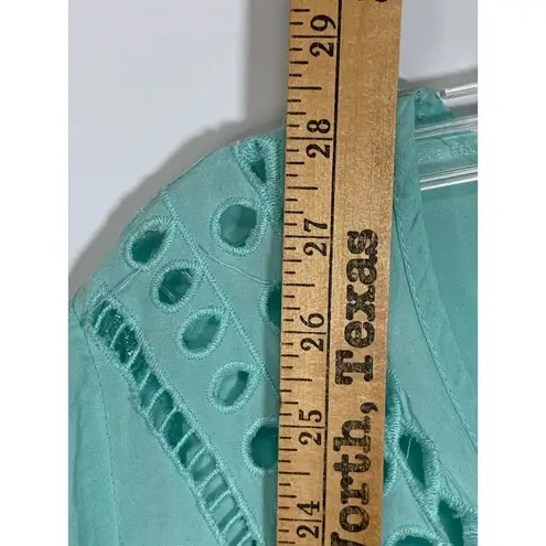 Solitaire Swim Women's Eyelet Swimming Cover Up Top Shirt Teal Green Size Medium
