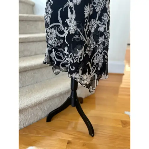 Vintage Y2K Fairy Whimsygoth Boho Black Grey Floral Halter Babydoll Slip Dress Size 14