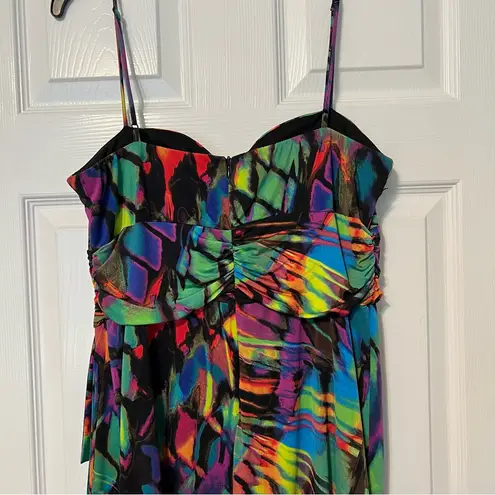 Bisou Bisou Bisou Michele Bohbot Abstract Multi color dress spaghetti straps 10