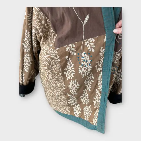 Handmade Reversible Embroidered Cotton Kantha Kimono Jacket Boho Patchwork One Size