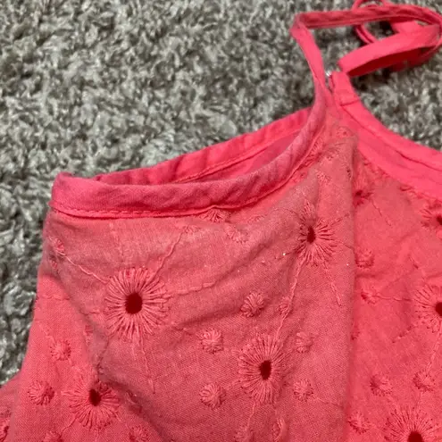 Lsenboye Eyelet Zipper Front Flowy Tank Top Size L