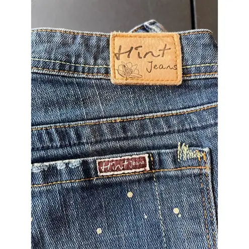 Hint Y2K 90s Low Rise Bootcut Distressed Paint Spotted Diamond Jeans Juniors 7 Blue Size undefined