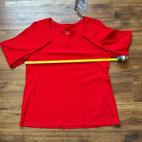 Ava & Viv Women's Long Sleeve Scoop Neck Ribbed Red Top Size 1X (16W/18W) NWT