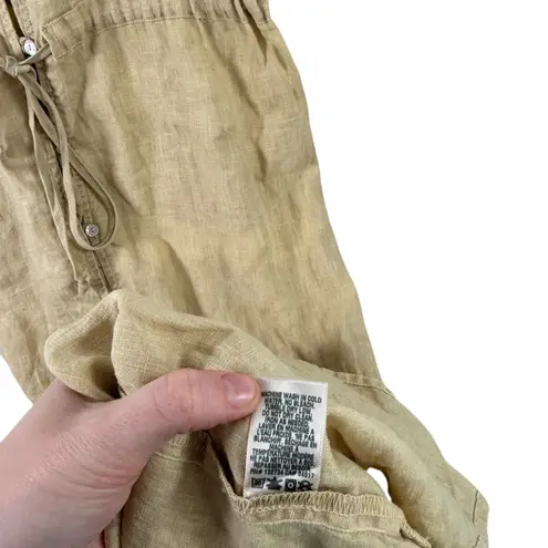 Bella Dahl 100% Linen Button Front Midi Dress Yellow Lagenlook Coastal Womens XS