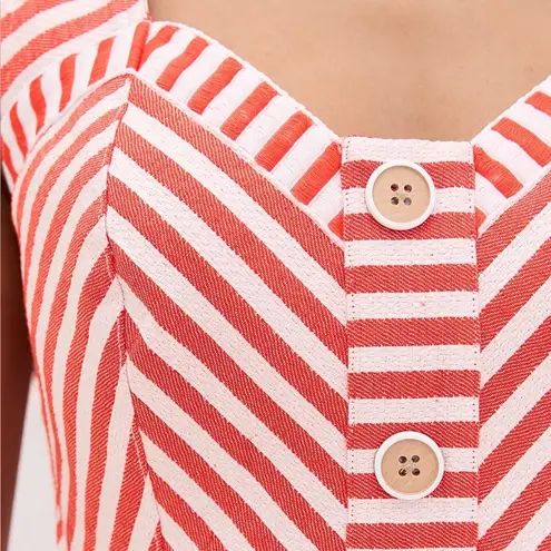 Hunter Bell Cosi Striped Midi Dress Red Poppy White Button Front Size 2 NWT - Image 15