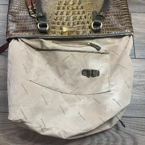 Brahmin Gold Medium Asher Tote Croc-Embossed Leather 16" W X 10.25" H X 5" D FLA