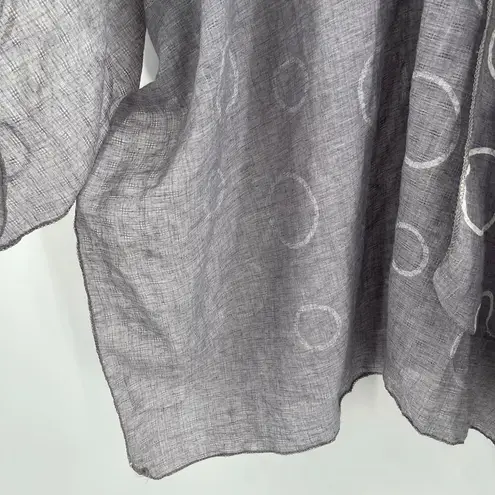 TREZO Wrap Shawl Circles Lagenlook Gray White Artsy Art Funky Cotton Blend Light