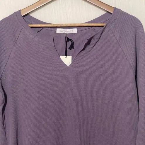 Daydreamer · Small · Lavender Waffle Knit Notch Neck Thermal Top Long Sleeve New