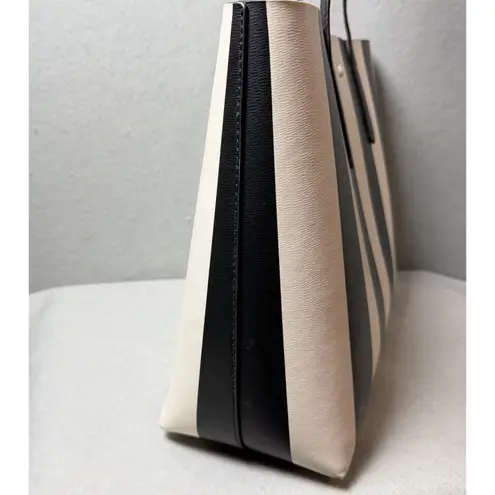 Kate Spade Molly Large Tote Bag Black White Stripes with Pink Interior