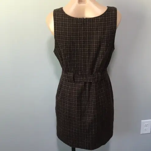 Old Navy  Vintage Wool Plaid Twee Dress Brown 6