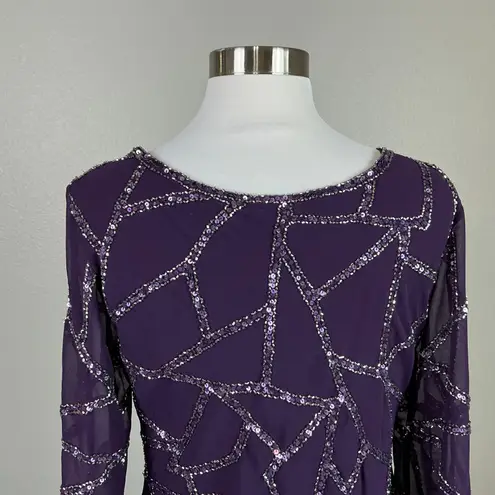 JKara Beaded Chiffon Long Sleeve A