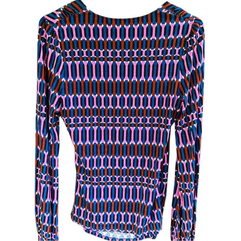 Like New Boden Elodie Geo Print Surplice Wrap Stretch Jersey Top Size 8