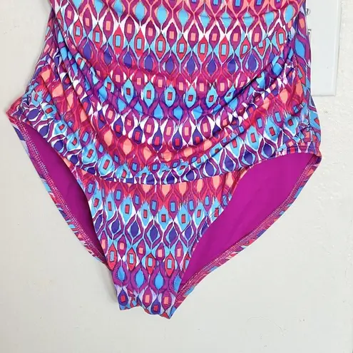 One Piece Womens Swimsuit Ruched Padding Beach Adjustable Straps Size Small