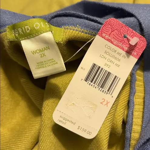Sigrid Olsen NEW 2X Color Me In Lime Green Sweater with Scarf Silk Blend NWT