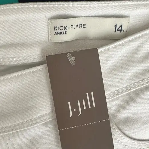 Brand New J. Jill Kick Flare White Jeans Size 14 Petite P Ankle length Raw Hem