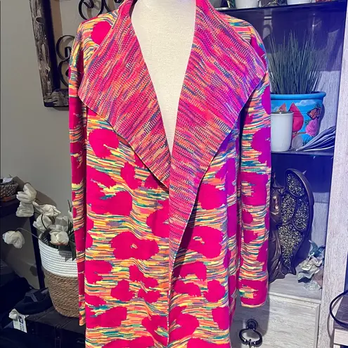 Crazy Train Pink and Yellow Knit Cardigan oversize M