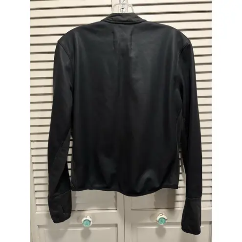 Victoria Sport Athletic Jacket Logo Pockets Full Zip Size S Black Thumb Holes