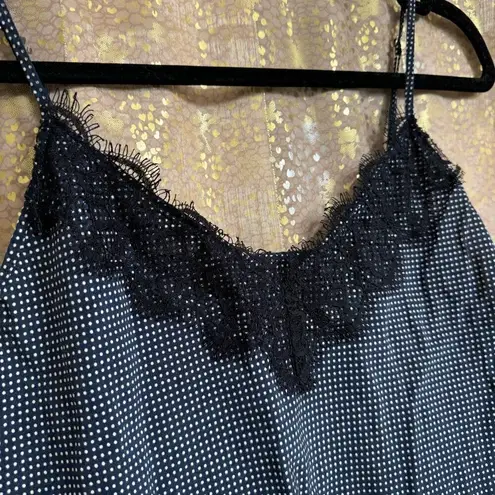 Avec Les Filles Navy Blue Black Polka Dot Lace Camisole Top Medium