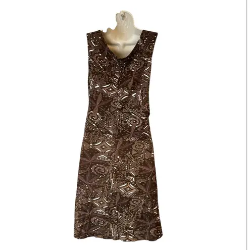 Chaudry KC Anthropologie Women'sSmall Brown Abstract Y2K Retro MIDI Hippie NWT