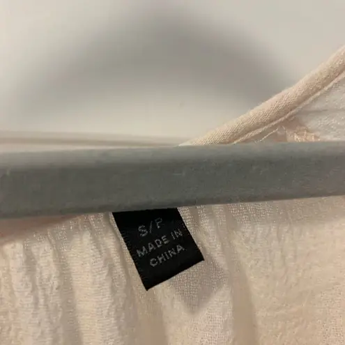 ATM Flowy Beach Cover Dress Size Small Roll Tab Sleeves Oversized 100% Cotton