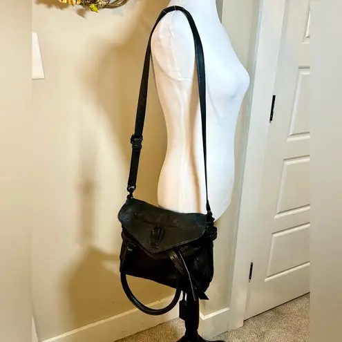 JOY GRYSON Nyla Black Supple Pebbled Leather Purse/Satchel/Crossbody Bag