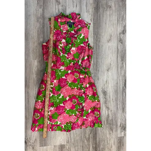 Vineyard Vines for Kentucky Derby Silk Dress Pink Green Floral Ruffle Sz 6