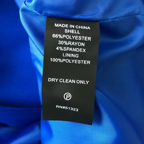 Vince Camuto  Womens Coat Collarless Asymmetrical Zip Boxy Cobalt Blue Size L - Image 5