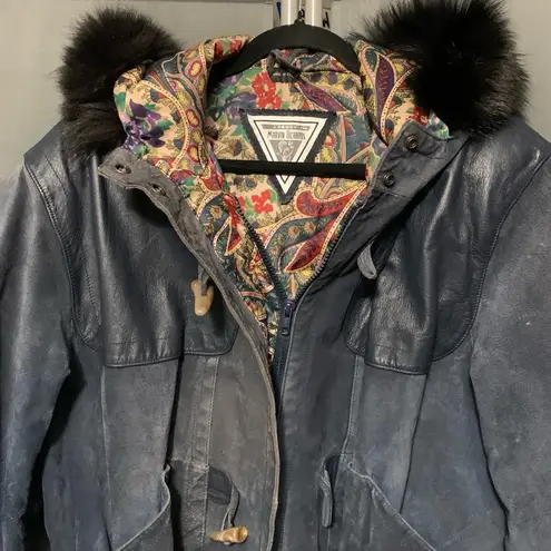 Marvin Richards Vintage VTG Women's Leather Jacket, Size L, Blue