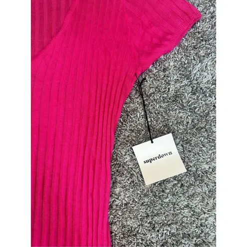 superdown NWT  revolve mariella ribbed mini dress hot pink knit collared v neck M