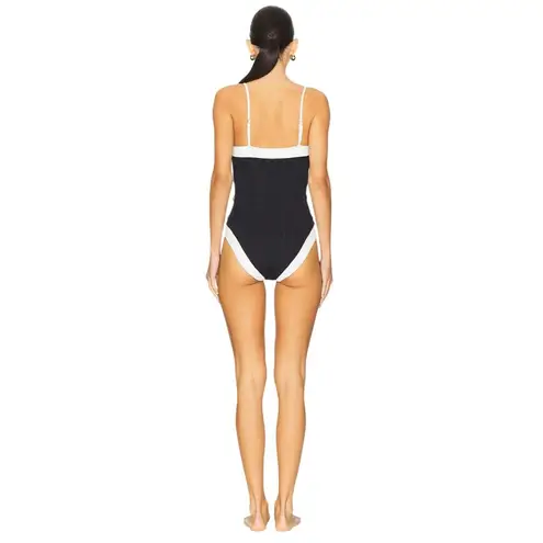 L'Agence Tory Colorblock Chic Bandeau One Piece Swimsuit in Black Small New