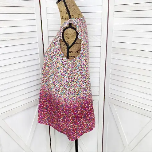 Art & Soul Shit Top Blouse Floral Ombre Ruffle Cap Sleeve Pink White Small