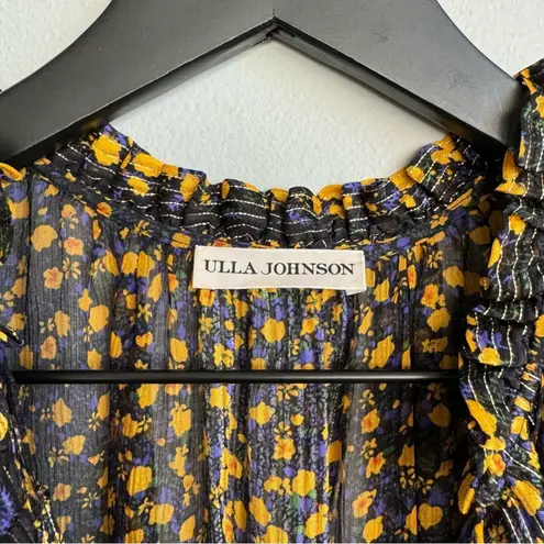 Ulla Johnson Nyssa Sleeveless Floral Silk Dress in Noir Size 0