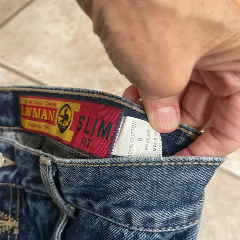 Lawman Jeans Sz 9 Vintage Slim Fit High Waist button detail Denim Y2K hong Komg Blue
