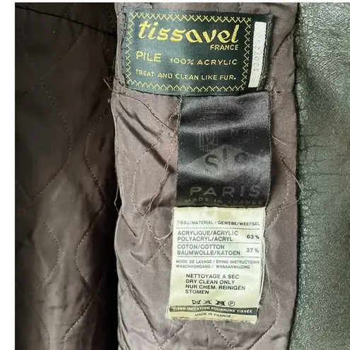 Vintage 60s/70s Tissavel France Faux Fur Long peacoat overcoat size S Brown