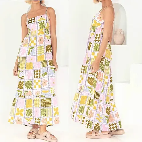 Paper Heart Colorful Patchwork Tie Back Maxi Dress