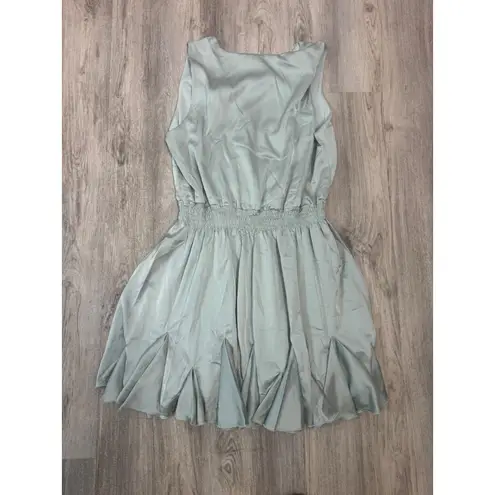 LOVE X DESIGN Light Blue Ruched Waist V Neck Sleeveless Mini Dress Size L Green Size L