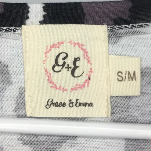 GRACE & EMMA Purple Cheetah Open Drape Cardigan Small Medium