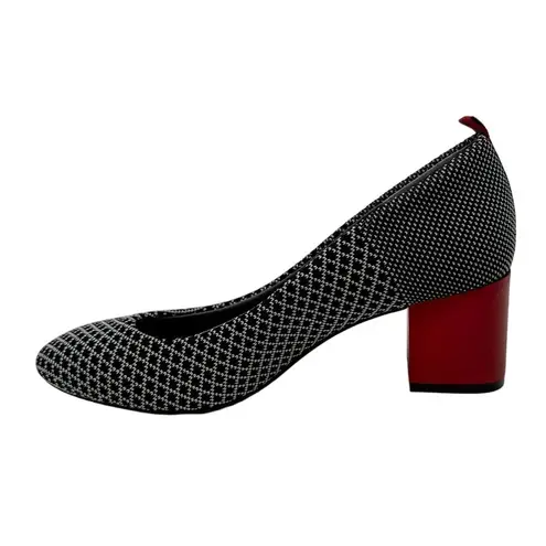 Betabrand  Starter Block Heel Pumps black white red cushioned insole Size 8.5