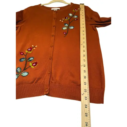 Christopher & Banks Christopher Banks Embroidered Floral 3/4 Sleeve cardigan boho garden M
