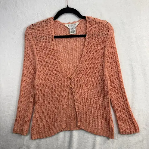 Vintage JPR L Peach Knit Cardigan Sweater Pearl Cottagecore Coquette Pastel Boho Pink Size L - Image 1