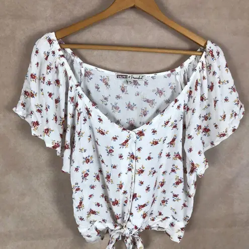 Gypsies & Moondust Flutter Sleeve Tie Front Boho Top NEW MEDIUM