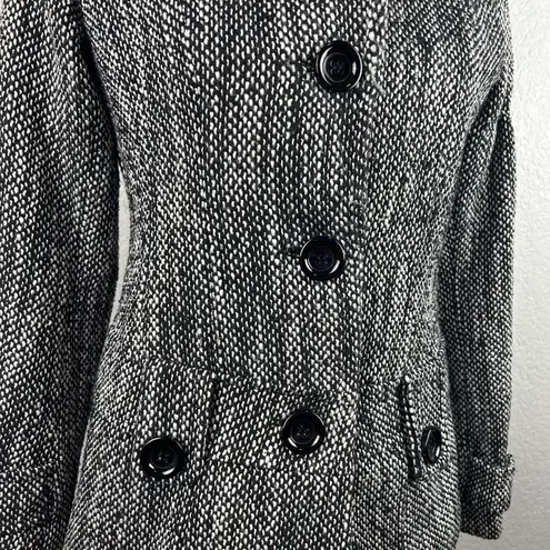 Poetry Clothing Women's Tweed Button Up Jacket Coat Gray BlackSize Small