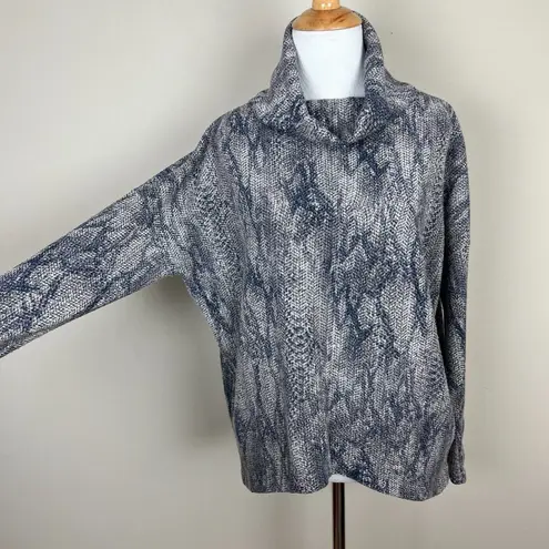 Clara Sun Woo Sweater Womens Small Gray Blue Python Knit Cowl Neck Drop Shoulder