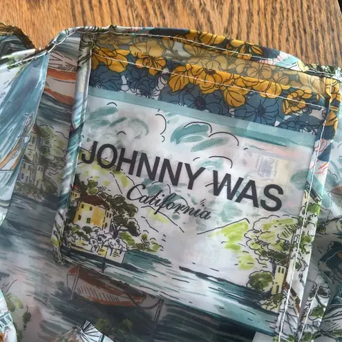 Johnny Was California New artsy printed retro nylon packable tote bag chic