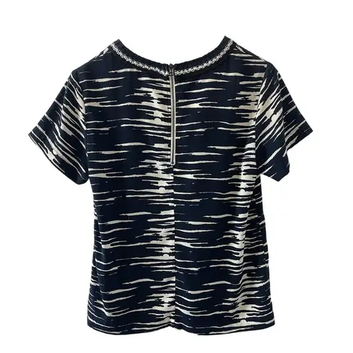 Sea New York Top Womens 2 Blue Print Nautical Coastal Classic Silky Preppy