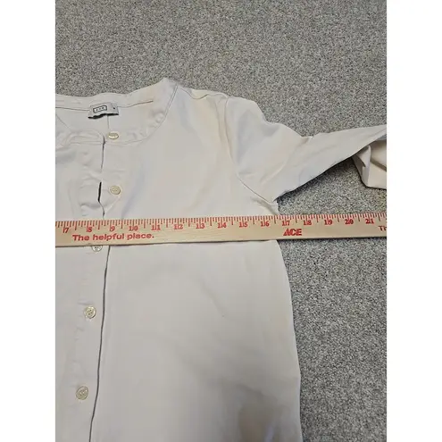 AYR Womens 100% Pima Cotton Midi Button Up Stretch Dress Ivory Sz M