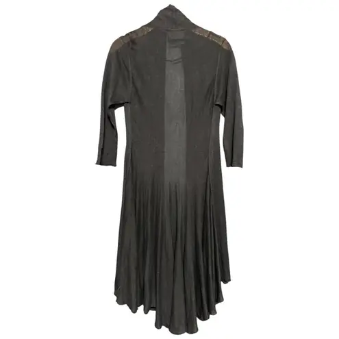 Line Women’s Size M Charcoal Gray Linen 3/4 Length Open Front Knit Cardigan Size M