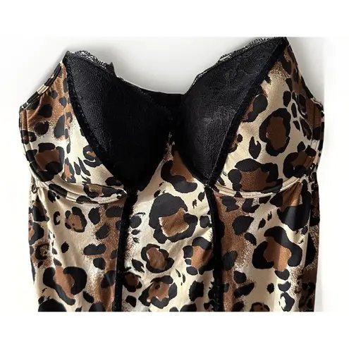 Cacique 18/20 Sexy Nightgown Slip Dress Black Leopard Plus Size Lingerie UW